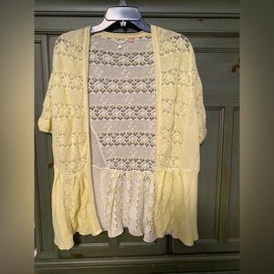 Anthropologie Yellow Lace Cardigan